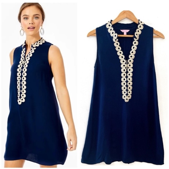 Lilly Pulitzer Dresses & Skirts - NWT Lilly Pulitzer Jane Shift Dress Preppy True Navy Blue
Coastal Beachy Size 6